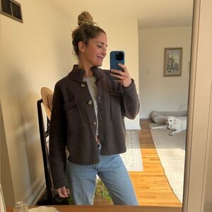 We The Free Brown Button-Up Pocket Cardigan Sweater